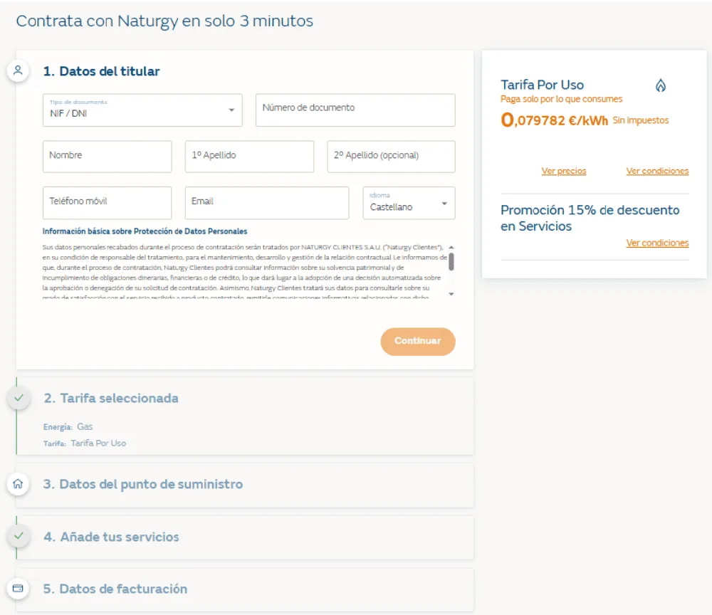 contratación tarifa gas naturgy online