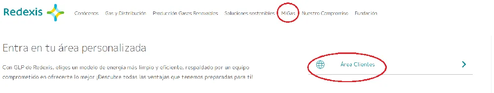 área clientes Redexis